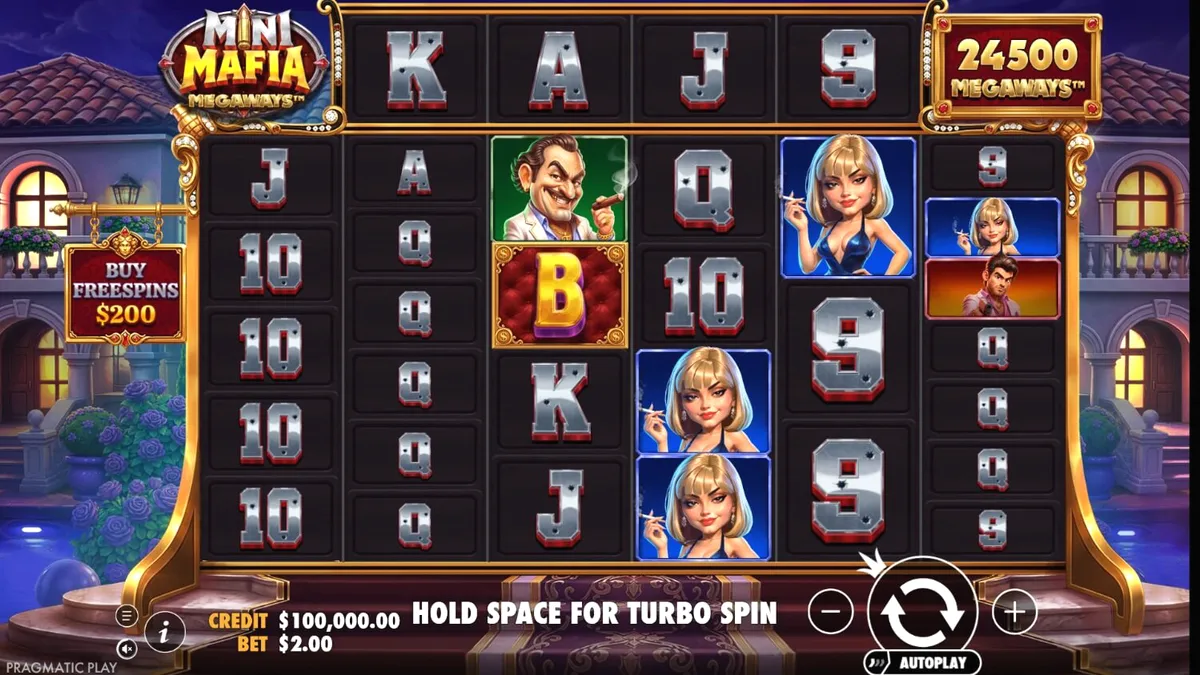 Mini Mafia Megaways slot machine interface